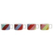 Juego de Tazas de Café DKD Home Decor Blanco Multicolor Marrón claro Metal Bambú Dolomita 260 ml