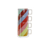 Juego de Tazas de Café DKD Home Decor Blanco Multicolor Marrón claro Metal Bambú Dolomita 260 ml