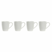 Juego de 4 Tazas Mug DKD Home Decor Blanco Natural Madera de caucho Gres 300 ml 19 x 13 x 31 cm