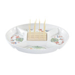 Bandeja de Aperitivos DKD Home Decor Multicolor Natural Bambú Gres Tropical 23,5 x 23,5 x 7 cm