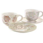 Juego de Café DKD Home Decor Verde Beige Metal Dolomita 180 ml