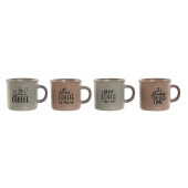 Juego de Tazas de Café Home ESPRIT Azul Rosa Gres 180 ml