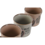 Juego de Tazas de Café Home ESPRIT Azul Rosa Gres 180 ml