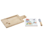 Tabla para Quesos DKD Home Decor Bambú Aluminio Gres 21,5 x 11,8 x 1,5 cm (3 Piezas)