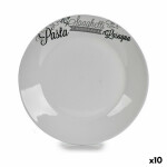 Plato Llano Blanco Negro Porcelana Estampado Pasta Ø 24,4 cm 24 x 2,6 x 24 cm (10 Unidades)