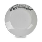 Plato Llano Blanco Negro Porcelana Estampado Pasta Ø 24,4 cm 24 x 2,6 x 24 cm (10 Unidades)
