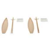 Set de Sushi DKD Home Decor 8 x 5 x 2 cm Cerámica Natural Blanco Oriental