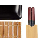 Set de Sushi Kinvara Negro Cerámica Bambú 20,5 x 3 x 27 cm (6 Piezas) (6 Unidades)