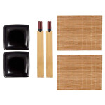 Set de Sushi Kinvara Negro Cerámica Bambú 20,5 x 3 x 27 cm (6 Piezas) (6 Unidades)