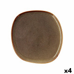 Plato Llano Bidasoa Ikonic Cerámica Marrón (26,5 x 25,7 x 1,5 cm) (Pack 4x)