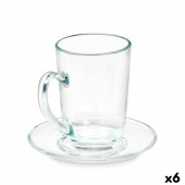 Taza con Plato Vivalto 41089 Transparente Vidrio 200 ml (6 Unidades)