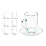 Taza con Plato Vivalto 41089 Transparente Vidrio 200 ml (6 Unidades)