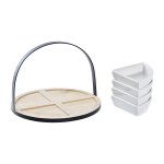 Set de Aperitivo DKD Home Decor Blanco/Negro Metal Bambú Gres Loft 4 Piezas 21,5 x 21,5 x 14 cm