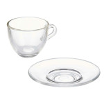 Taza con Plato Vivalto S12212/BHA Transparente Vidrio 85 ml (6 Unidades)