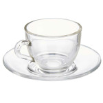 Taza con Plato Vivalto S12212/BHA Transparente Vidrio 85 ml (6 Unidades)