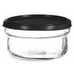 Fiambrera Redonda con Tapa Vivalto 249-2 Negro Transparente Vidrio Plástico 415 ml 12 x 6 x 12 cm (24 Unidades)